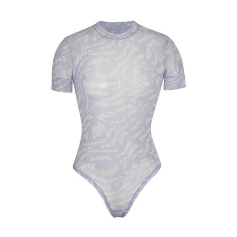SKIMS Lilac Swirl Mesh T-Shirt Thong Bodysuit Small